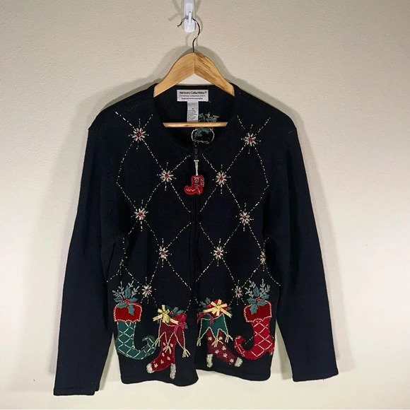Vintage Heirloom Collectibles Ugly Christmas Sweater Cardigan Women’s - Picture 2 of 9
